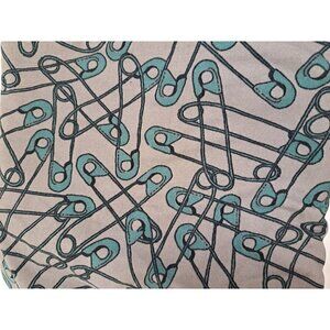 LuLaRoe One Size Leggings Teal Safety Pins on Lavender-Gray Ground